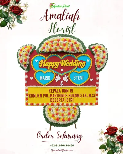 Karangan Papan Bunga Pernikahan di Purbasana